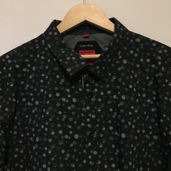 Point Zero Luxury Easy Iron Pixel Dot Semi Fit Button Down Dress Shirt - Picture 5 of 14